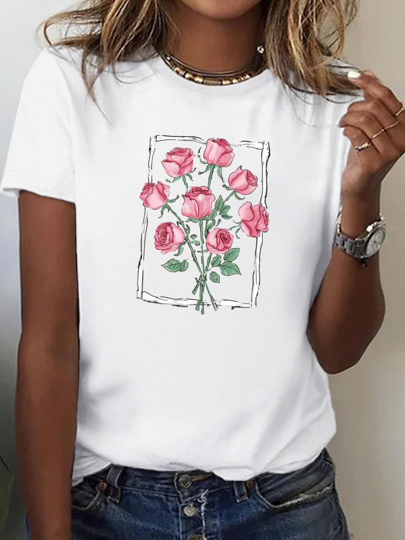 Summer Rose Clothing - Vibrant Rose Bouquet Women'S T-Shirt Comfort