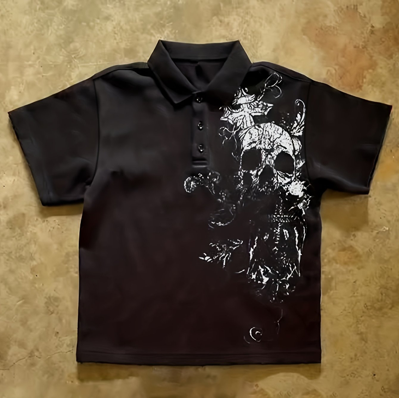 Summer Quotes - Vintage Skull Pattern Y2K Polo Shirt