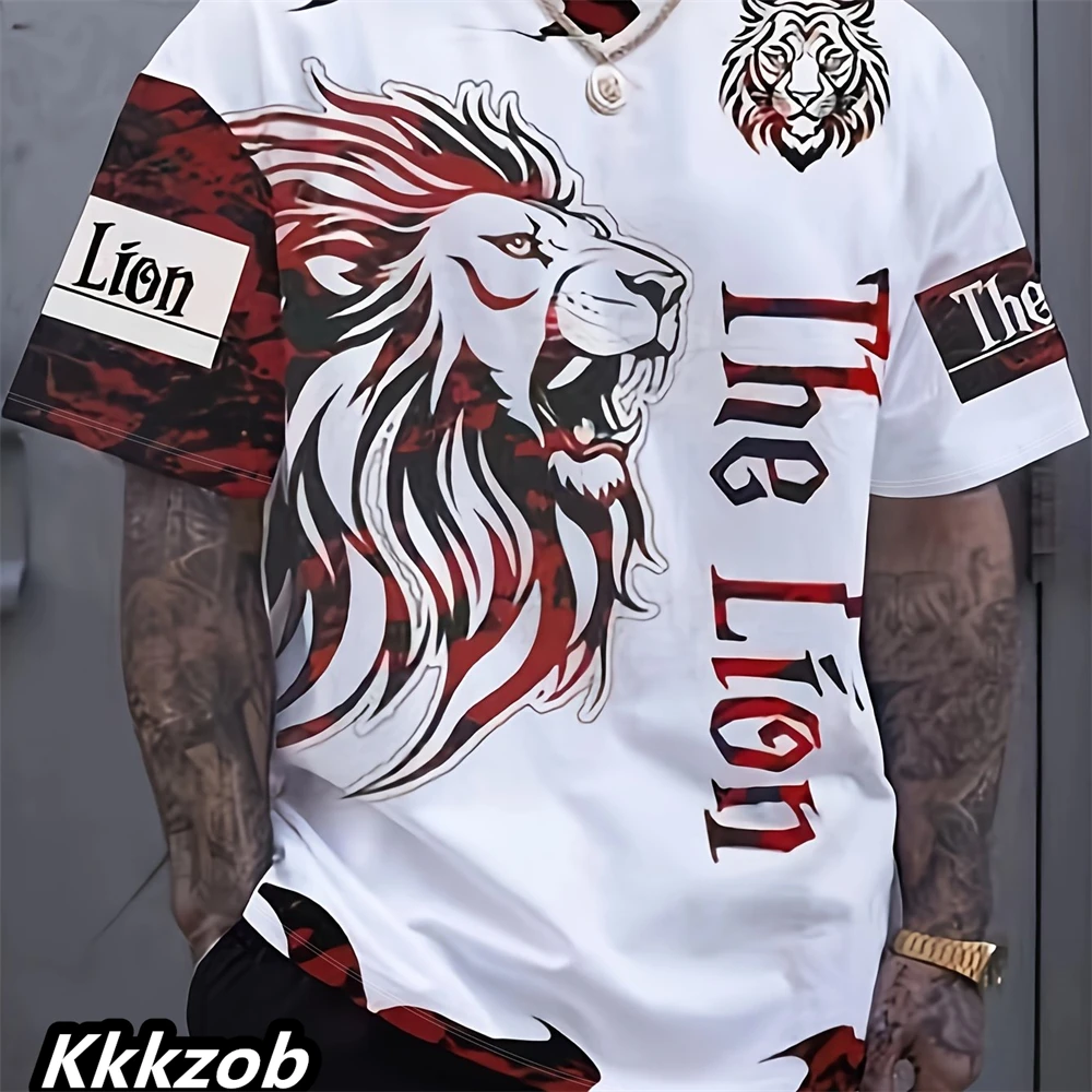 Men's Lion Print Short Sleeve  - Summer Clothing Essentials Men のレビューと価格