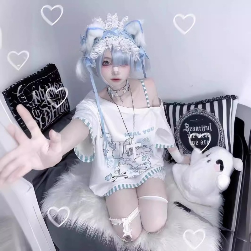 Anime Y2k Cartoon Kawaii Cat P - Summer Clothing Y2K のレビューと価格