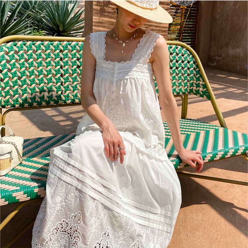 Bohemian White Square-neck Ves - Summer Clothing Vacation のレビューと価格