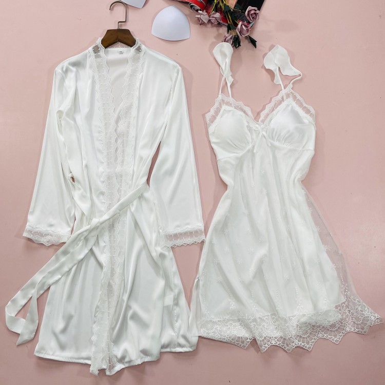 2PCS Nighty&Robe Suit Satin Wo - Summer House Clothing のレビューと価格