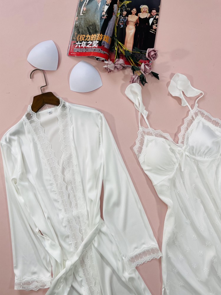 2PCS Nighty&Robe Suit Satin Wo - Summer House Clothing のレビューと価格