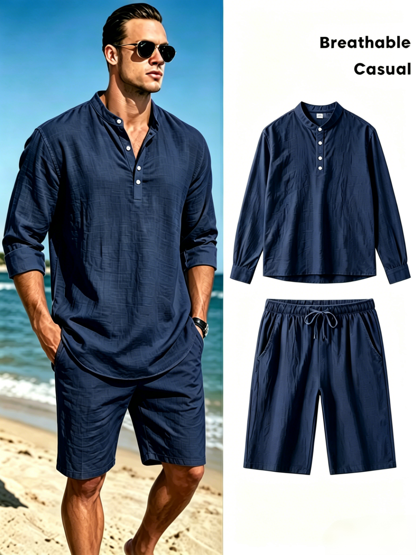 mens cotton linen henley shirt - Summer Clothing Guys のレビューと価格