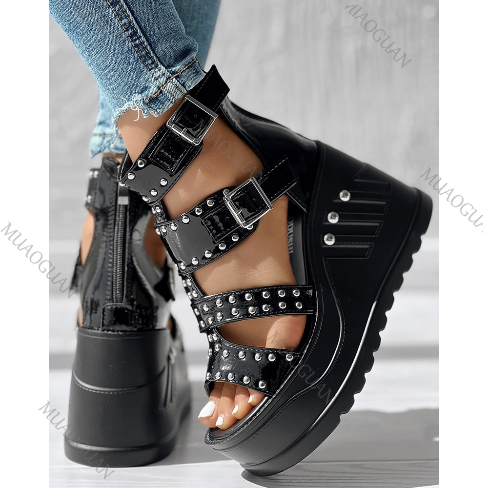 Fashion Women Peep Toe Black S - Summer Closet のレビューと価格