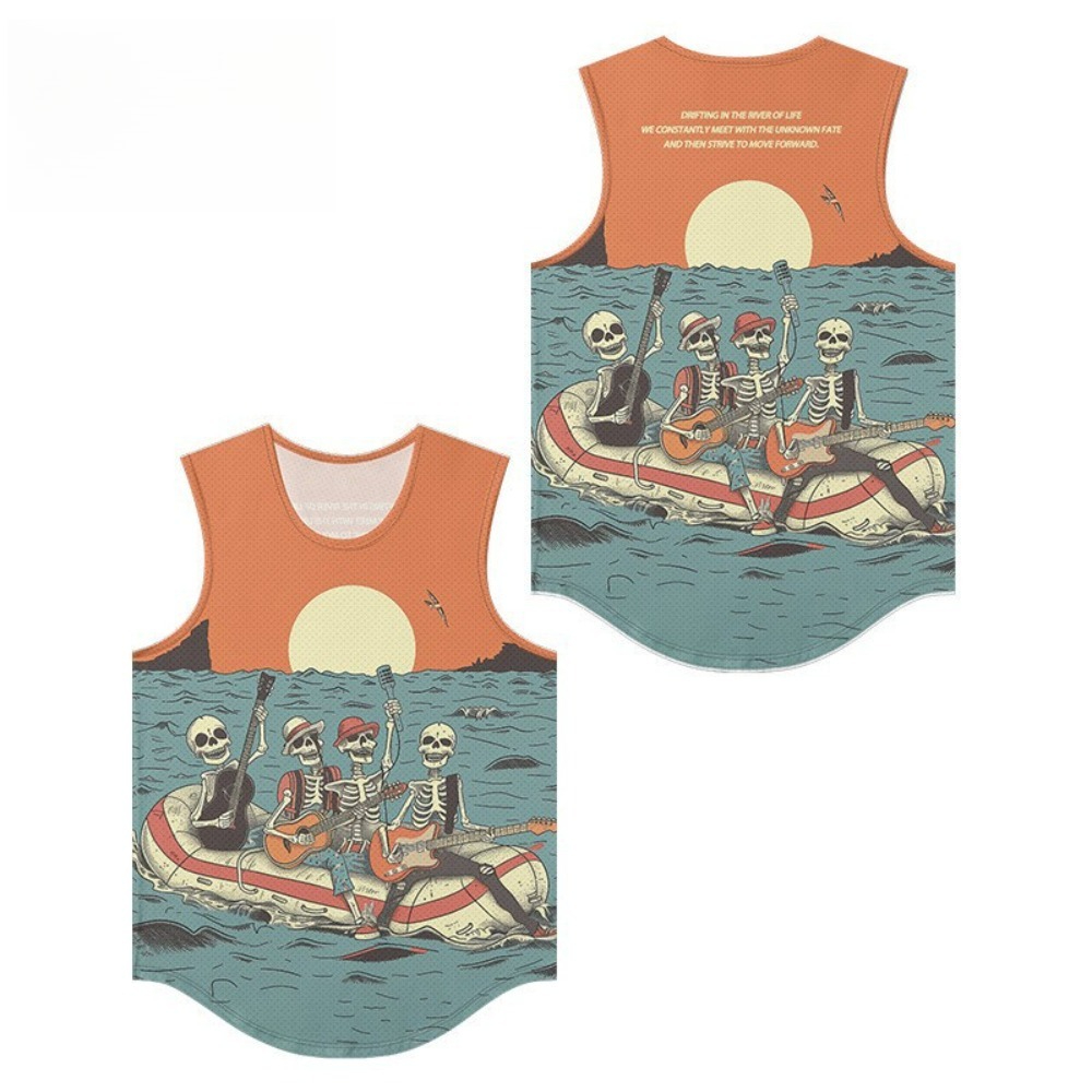 Skeleton Band Printed Men Vest - Summer Clothing Essentials Men のレビューと価格