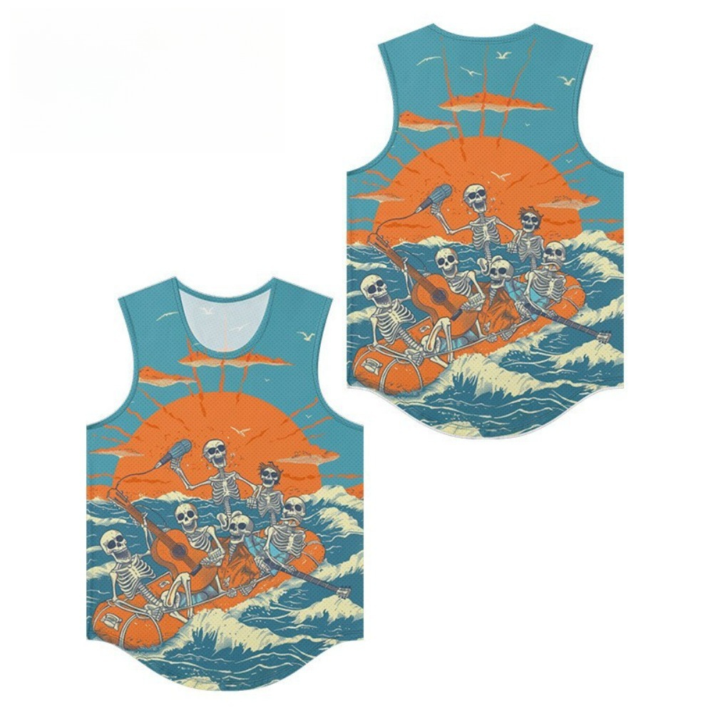 Skeleton Band Printed Men Vest - Summer Clothing Essentials Men のレビューと価格