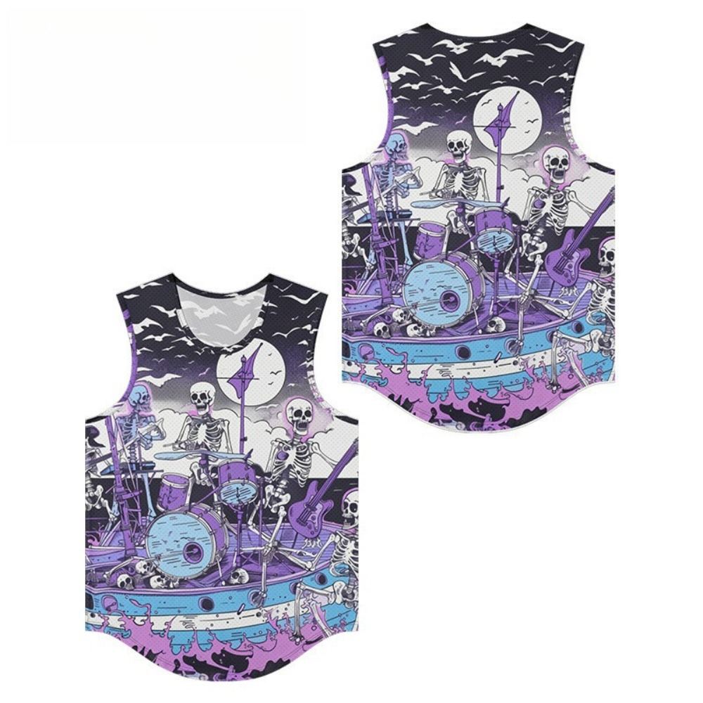Skeleton Band Printed Men Vest - Summer Clothing Essentials Men のレビューと価格