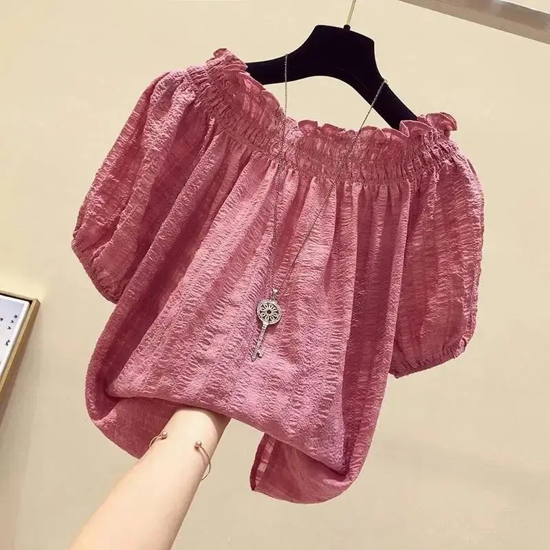 Rose Red casual slash neck puf - Summer Rose Clothing のレビューと価格