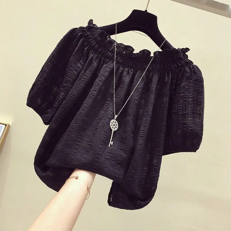 Rose Red casual slash neck puf - Summer Rose Clothing のレビューと価格
