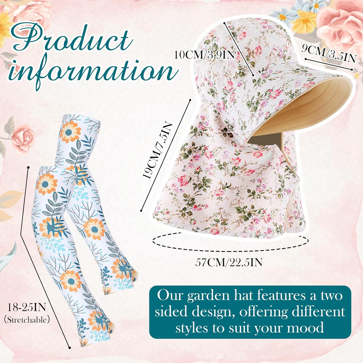 2 Pcs Floral Garden Hat for Wo - Sun Hat Wide Brim のレビューと価格