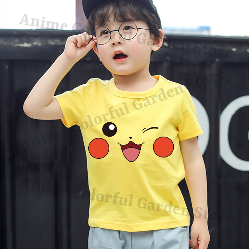 Pokemons Yellow Cute Short-sle - Summer Clothing For Girls のレビューと価格
