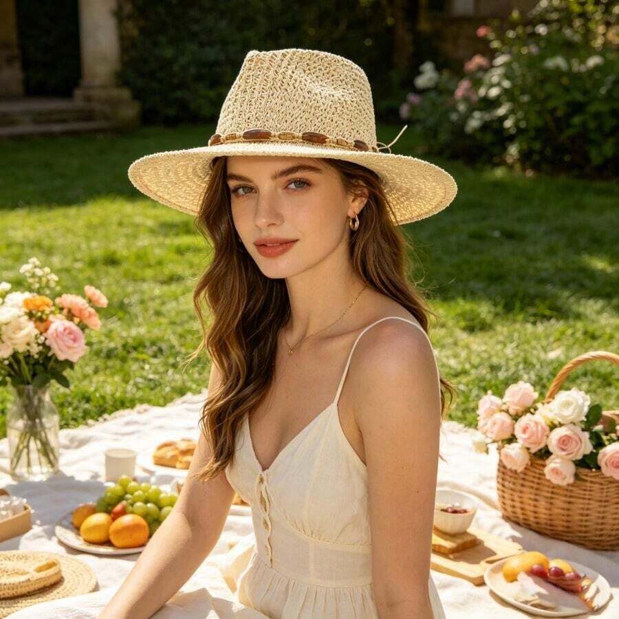 Wide Brim Straw Hat For Women  - Sun Hat Wide Brim のレビューと価格