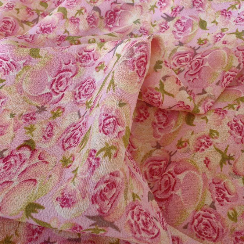 Deep Pink Floral Thin Chiffon  - Summer Rose Clothing のレビューと価格