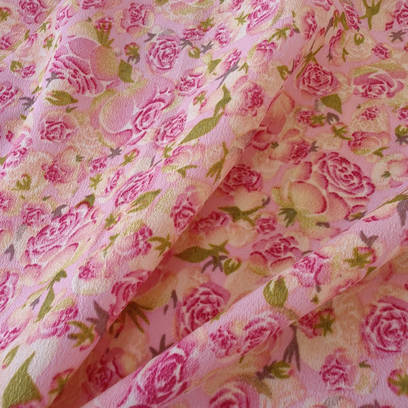 Deep Pink Floral Thin Chiffon  - Summer Rose Clothing のレビューと価格