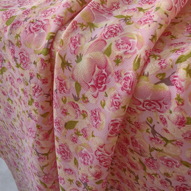 Deep Pink Floral Thin Chiffon  - Summer Rose Clothing のレビューと価格