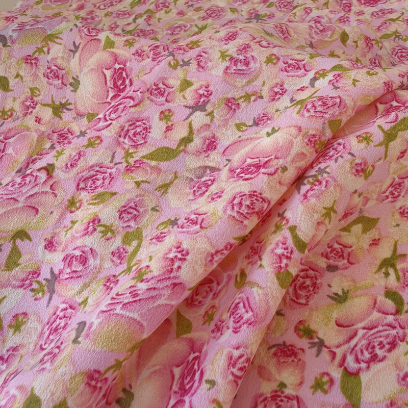 Deep Pink Floral Thin Chiffon  - Summer Rose Clothing のレビューと価格