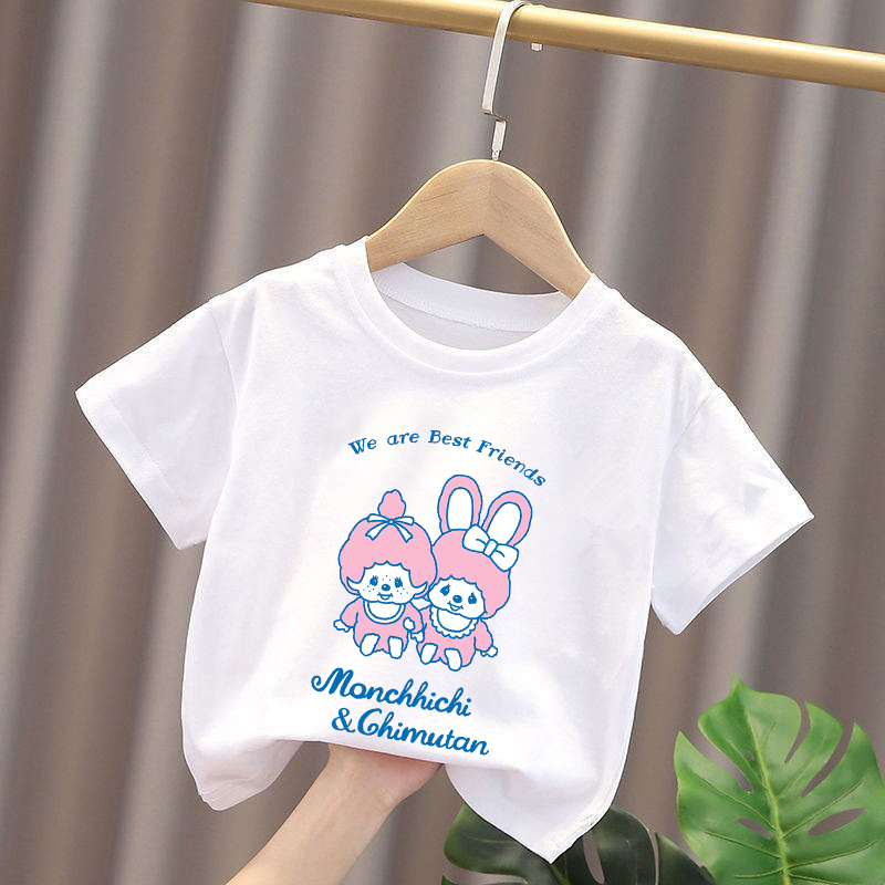 Monchhichi Kids T-shirts Anime - Summer Clothing For Girls のレビューと価格