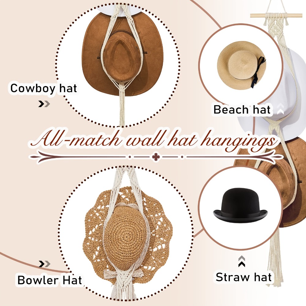 Bohemian Macrame Hat Hanger Ha - Sun Hat Wide Brim のレビューと価格