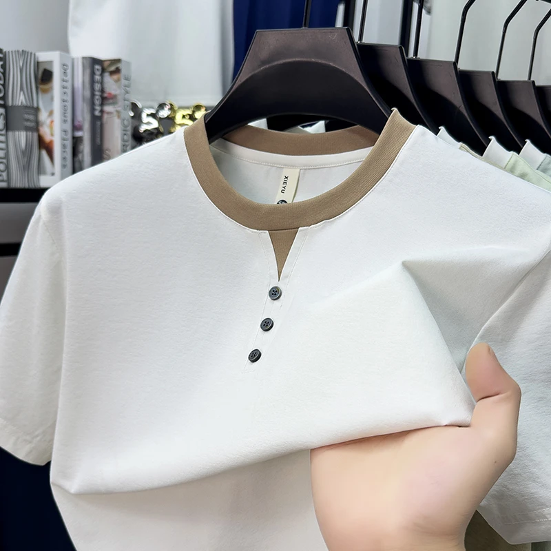 Mens Short Sleeve Henley Neck  - Summer Clothing Guys のレビューと価格