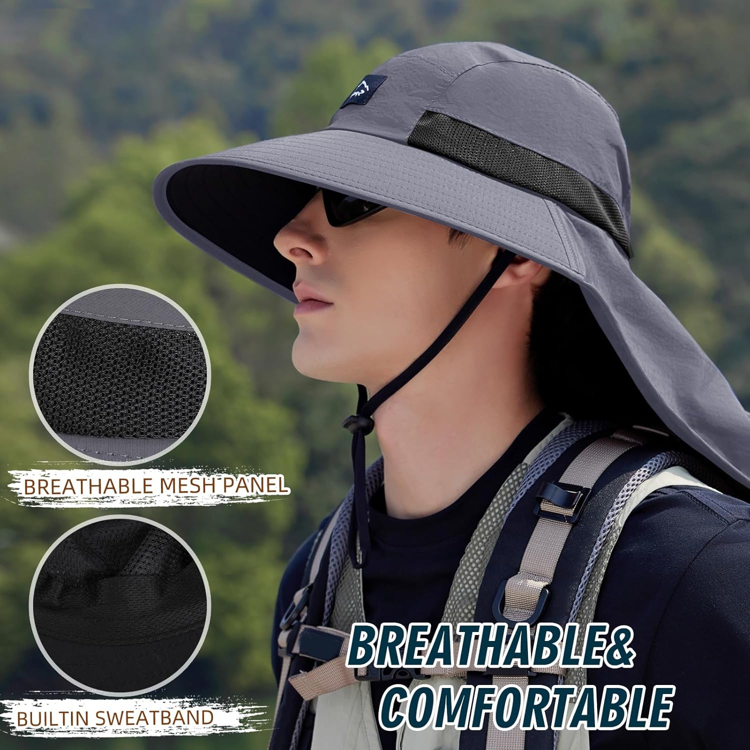 UPF50+ Sun Hat with Neck Flap, - Sun Hat Wide Brim のレビューと価格