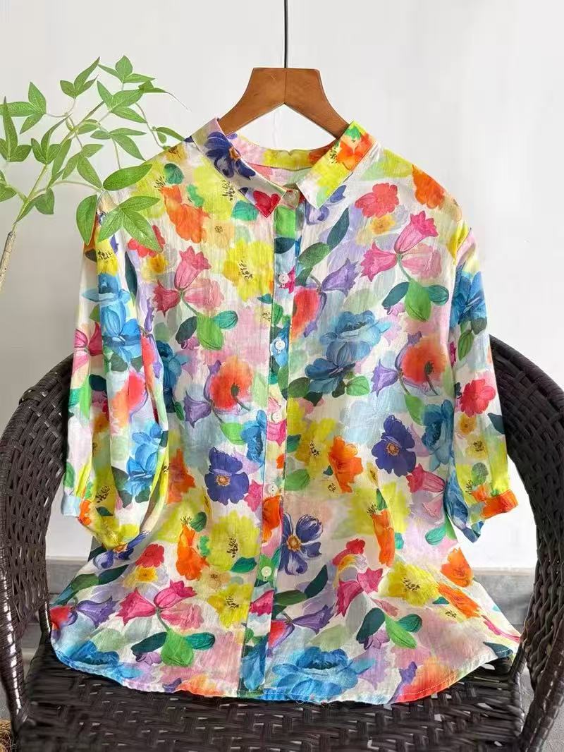 2026 Pure Ramie Print Shirt Wo - Summer Clothing For Japan のレビューと価格