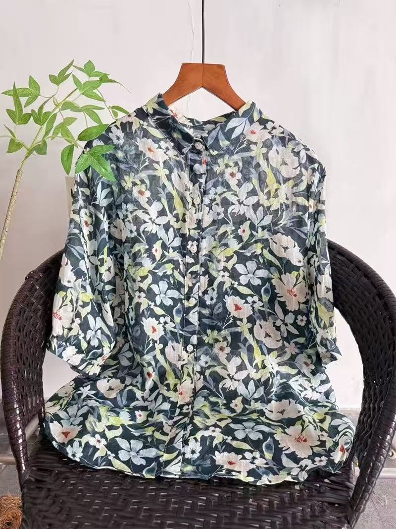 2026 Pure Ramie Print Shirt Wo - Summer Clothing For Japan のレビューと価格
