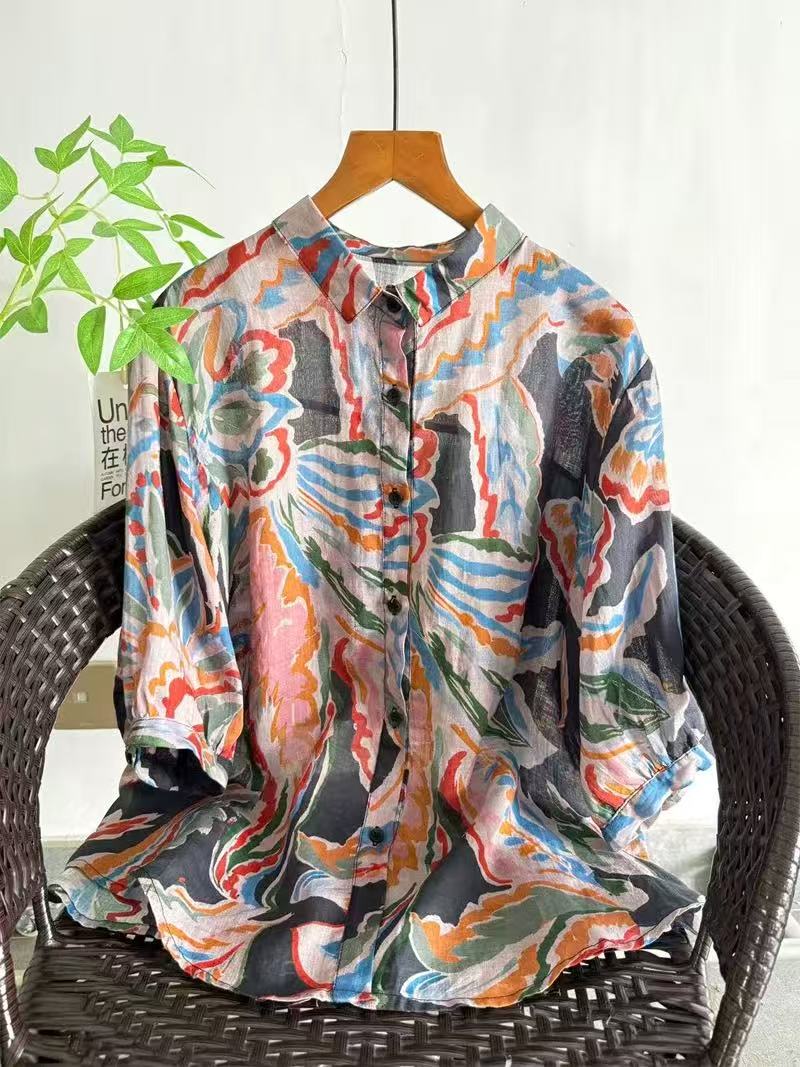 2026 Pure Ramie Print Shirt Wo - Summer Clothing For Japan のレビューと価格