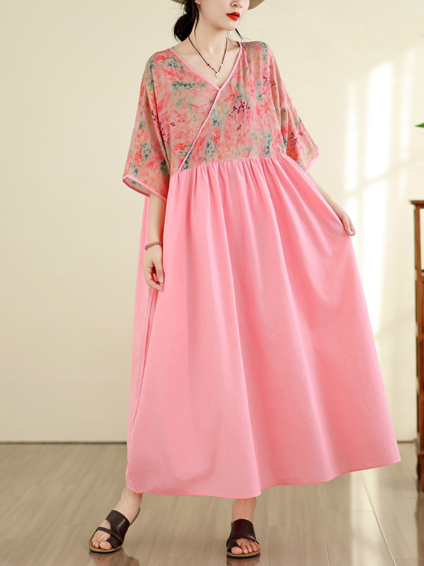Retro Style Cotton Linen V-Nec - Summer Clothing Looks のレビューと価格