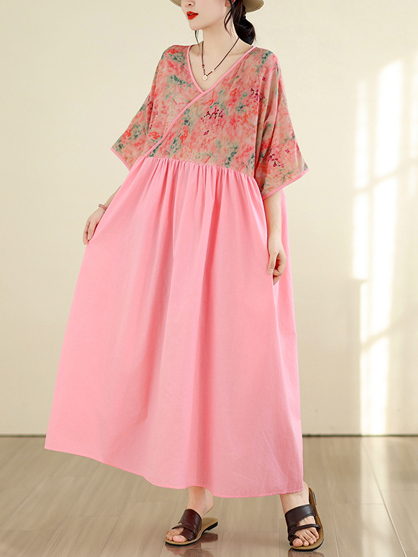 Retro Style Cotton Linen V-Nec - Summer Clothing Looks のレビューと価格