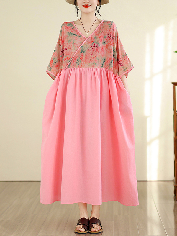 Retro Style Cotton Linen V-Nec - Summer Clothing Looks のレビューと価格