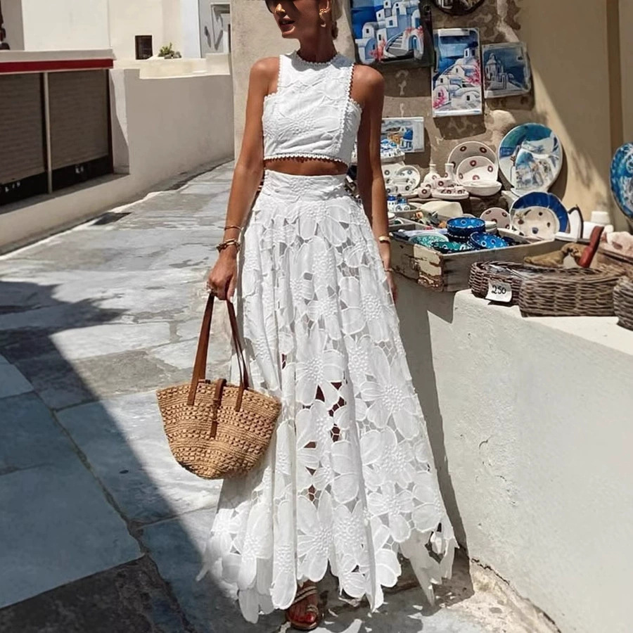 Women's White Floral Lace Embr - Summer Clothing Vacation のレビューと価格