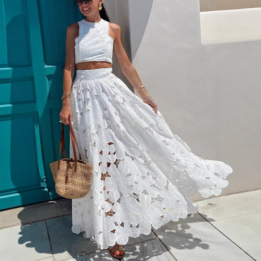 Women's White Floral Lace Embr - Summer Clothing Vacation のレビューと価格