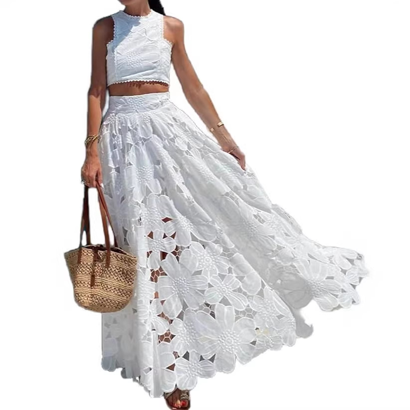 Women's White Floral Lace Embr - Summer Clothing Vacation のレビューと価格