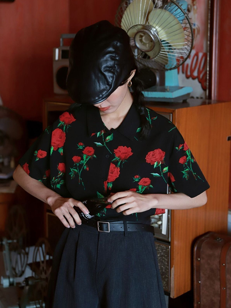 Vintage Short Sleeve Rose Prin - Summer Rose Clothing のレビューと価格