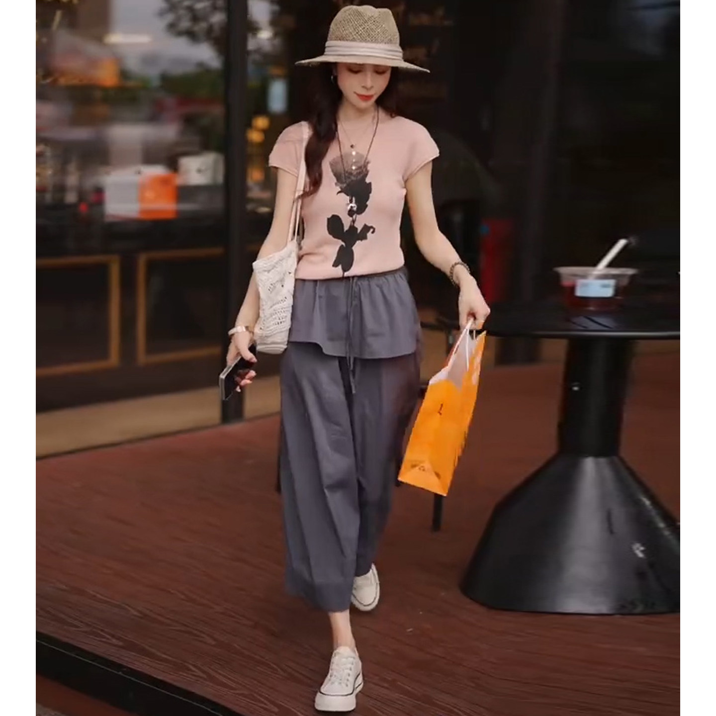 Summer Rose Print Knitted Shor - Summer Rose Clothing のレビューと価格